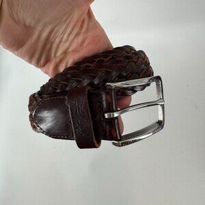 Talari Woven Leather Belt Brown 34–36 Vintage Braided Leather Men’s 46” Stainles